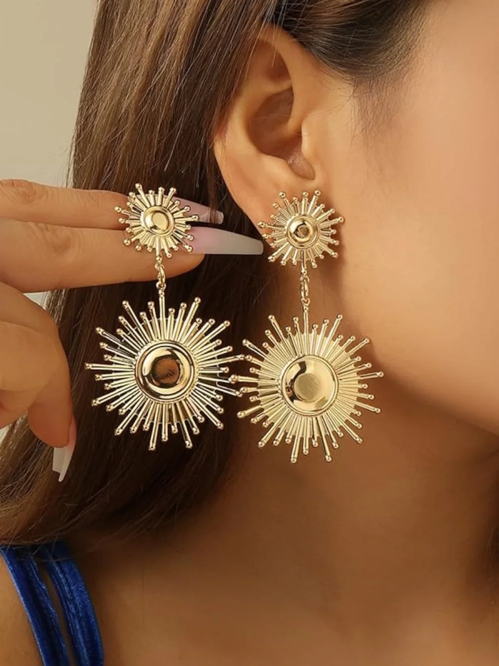 Zara Gold Sunburst Drop Earrings - Women Jewelry